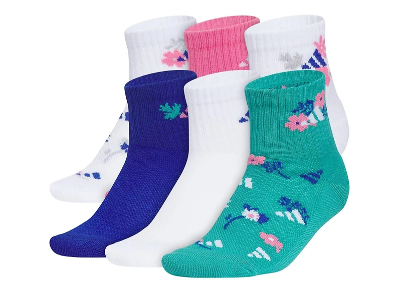 Cushioned Graphic Kids' Quarter Socks - 6 Pack