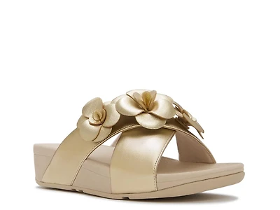 Lulu Flower Cross Wedge Sandal