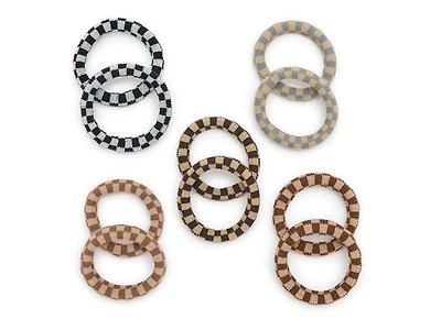 Thick Checkered Hair Tie Set - 10 Pack
