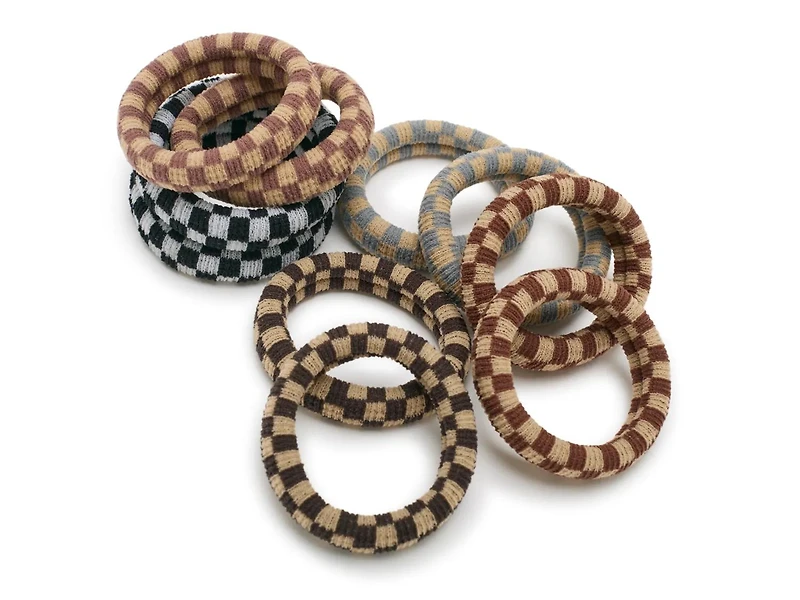 Thick Checkered Hair Tie Set - 10 Pack