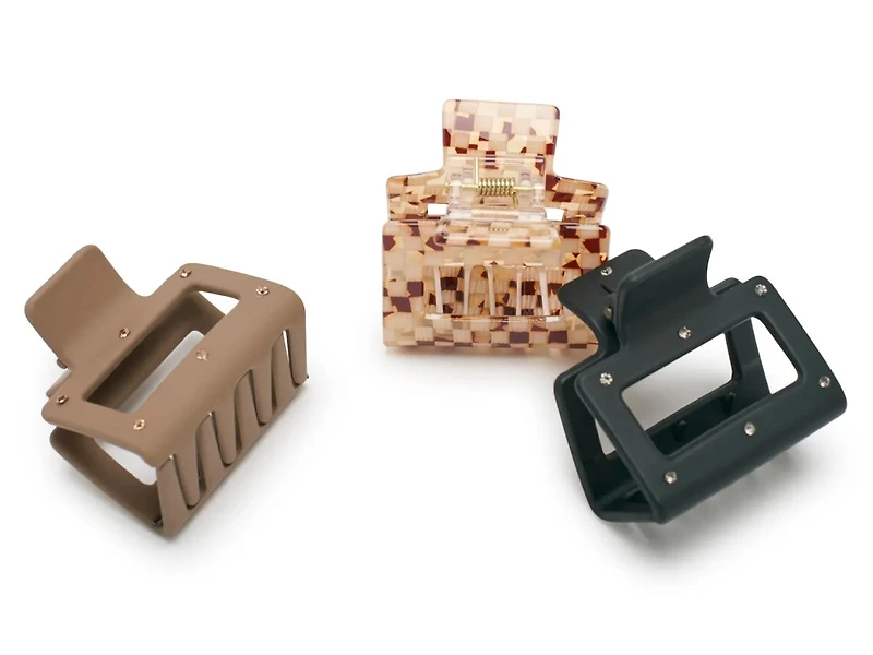 Checkered Claw Clip Set - 3 Pack