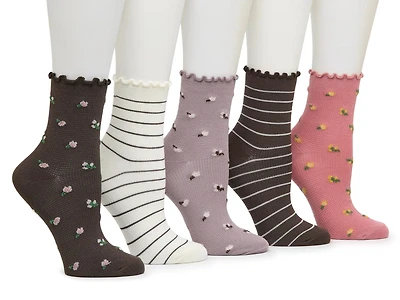 Ditsy Floral Women's Ankle Socks - 5 Pack