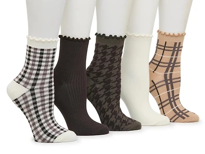 Houndstooth & Plaid Women's Ankle Socks - 5 Pack