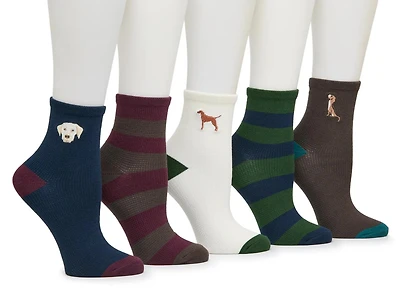 Dog Embroidered Women's Ankle Socks - 5 Pack