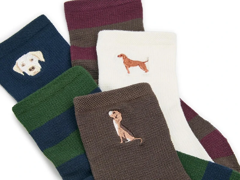 Dog Embroidered Women's Ankle Socks - 5 Pack