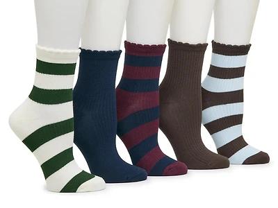 Rugby Stripe Women's Ankle Socks - 5 Pack