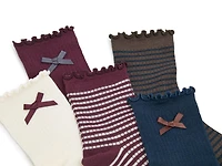 Bow Stripe Women's Ankle Socks - 5 Pack