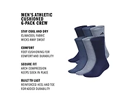 Athletic Cushioned Men's Crew Socks - 6 Pack