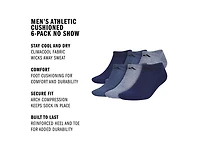 Athletic Cushioned Men's No Show Socks - 6 Pack