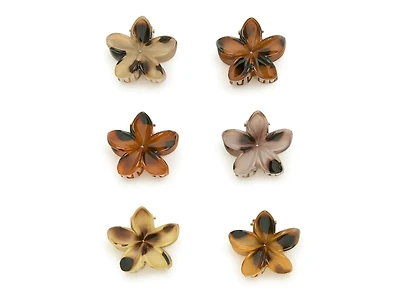 Mini Hibiscus Flower Hair Clip Set - 6 Pack