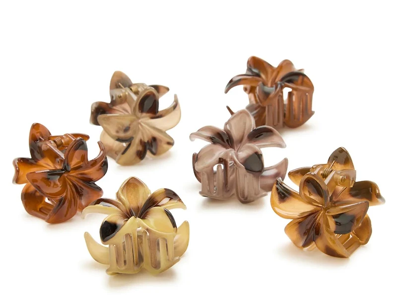 Mini Hibiscus Flower Hair Clip Set - 6 Pack