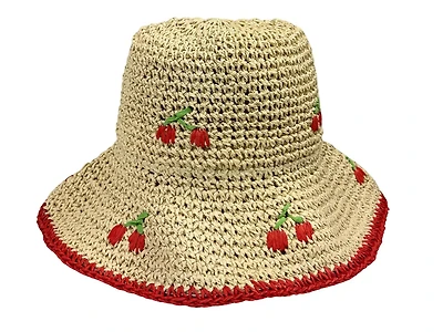 Straw Cherry Bucket Hat