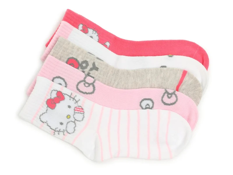 Hello Kitty Stripe Kids' Crew Socks - 5 Pack