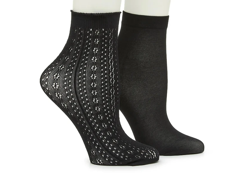 Pointelle Lace Women's Ankle Socks - 2 Pack