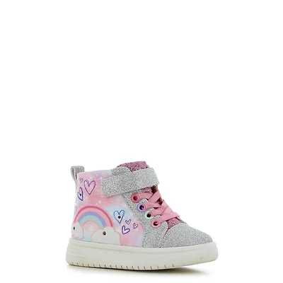 Toddler Girls' Rainbow Heart Light-up Hi Top Sneaker