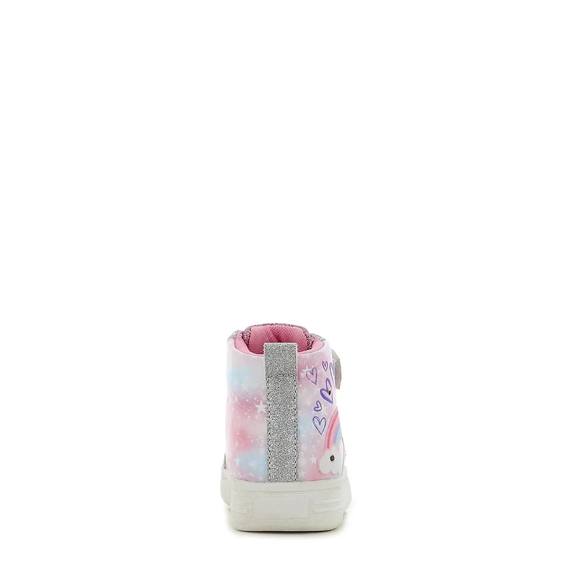 Toddler Girls' Rainbow Heart Light-up Hi Top Sneaker