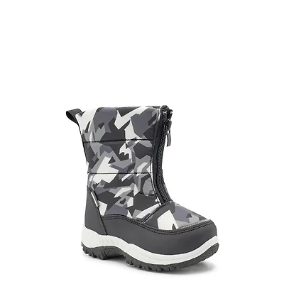 Toddler Boy's Waterproof Dig Camo Front Zip Winter Boot