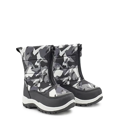 Toddler Boy's Waterproof Dig Camo Front Zip Winter Boot