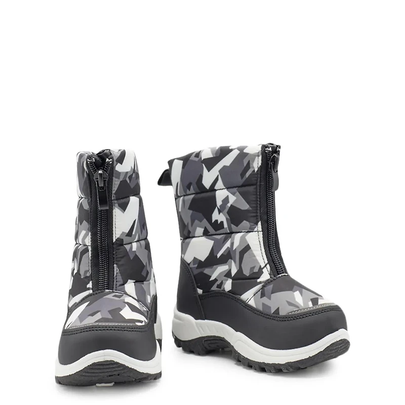Toddler Boy's Waterproof Dig Camo Front Zip Winter Boot