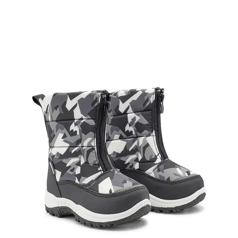 Toddler Boy's Waterproof Dig Camo Front Zip Winter Boot