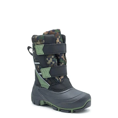Youth Boy's Waterproof Double Velcro Pixel Winter Boot