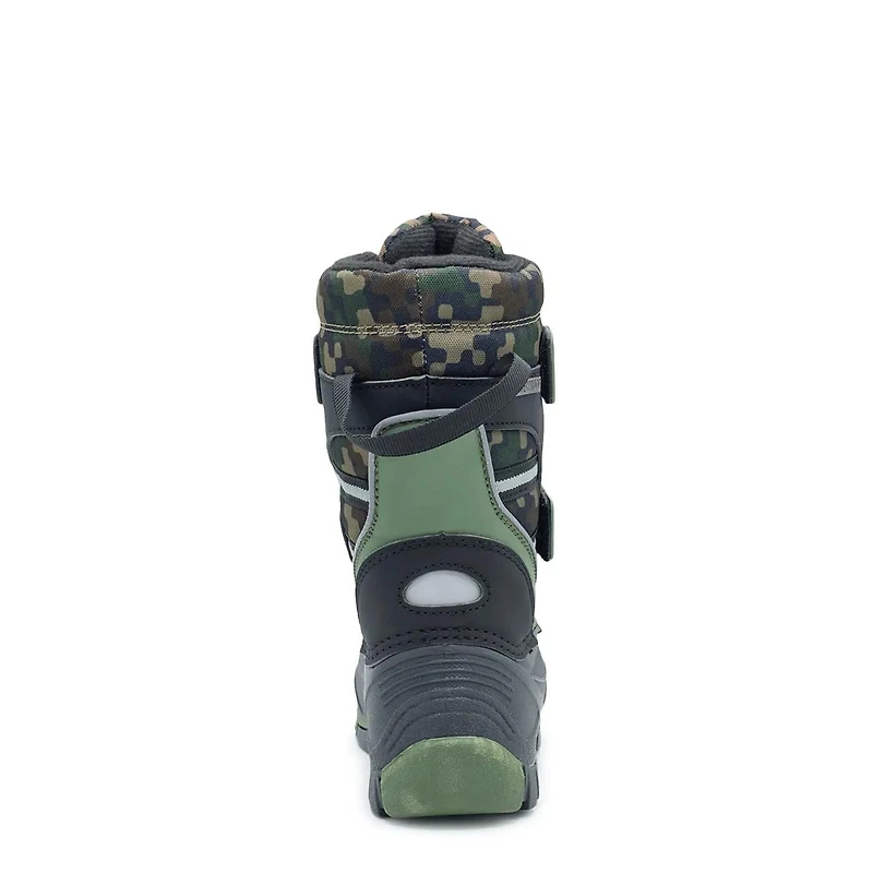 Youth Boy's Waterproof Double Velcro Pixel Winter Boot