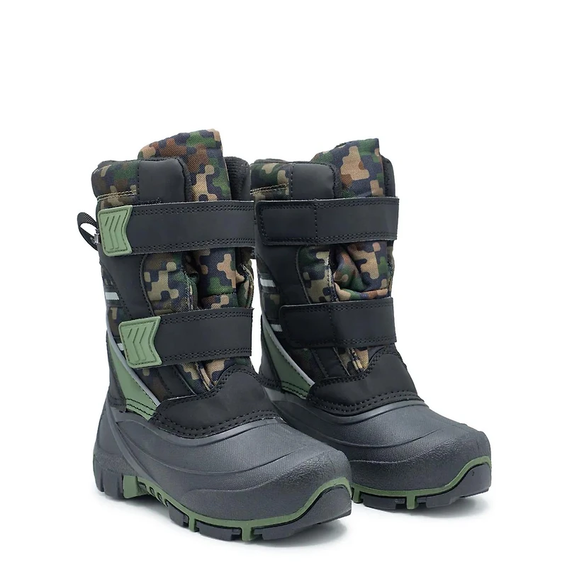 Youth Boy's Waterproof Double Velcro Pixel Winter Boot