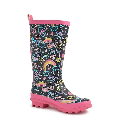 Youth Girls' Waterproof Squiggle Rain Boot