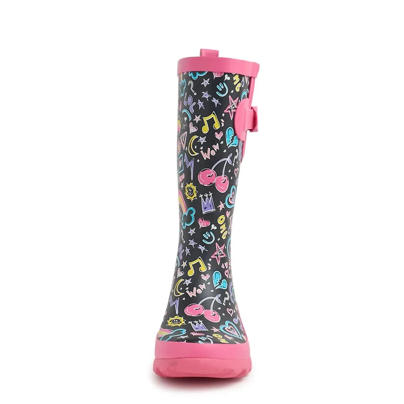 Youth Girls' Waterproof Squiggle Rain Boot