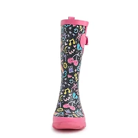 Youth Girls' Waterproof Squiggle Rain Boot