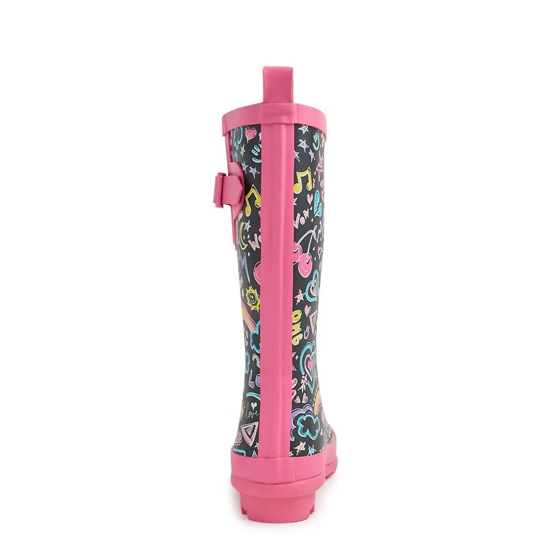 Youth Girls' Waterproof Squiggle Rain Boot