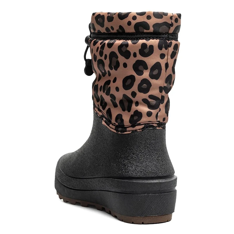 Youth Girls' Leopard Snow Shell Waterproof Winter Boot