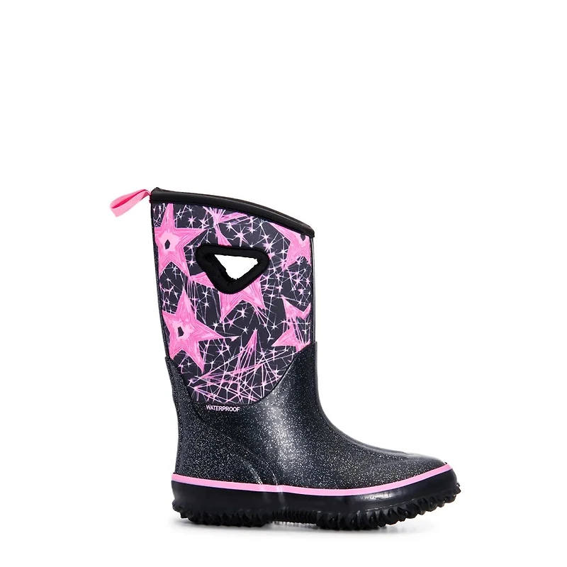 Youth Girls' Pink Stars Waterproof Winter Boot