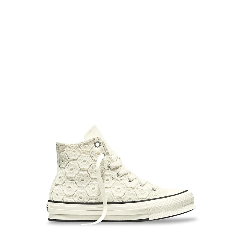 Youth Girls' Chuck Taylor All Star Floral Crochet EVA Lift Platform Sneaker