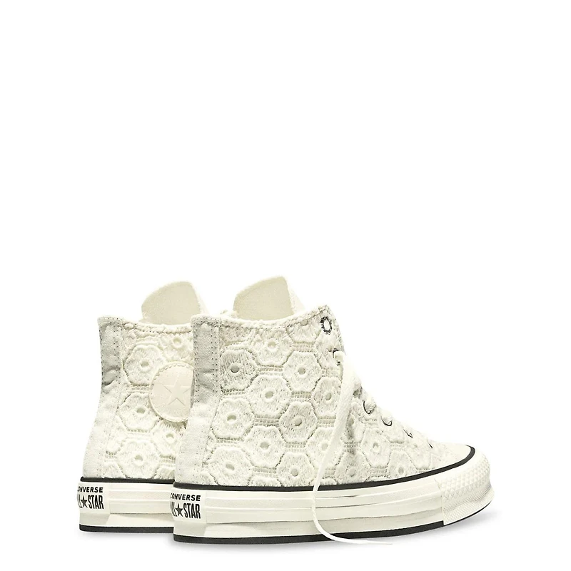 Youth Girls' Chuck Taylor All Star Floral Crochet EVA Lift Platform Sneaker
