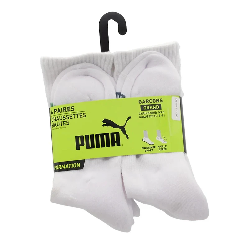 Boys' 6 Pack Training Crew Sock