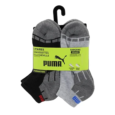 Youth Boys' Quarter Crew Socks 6 Pack