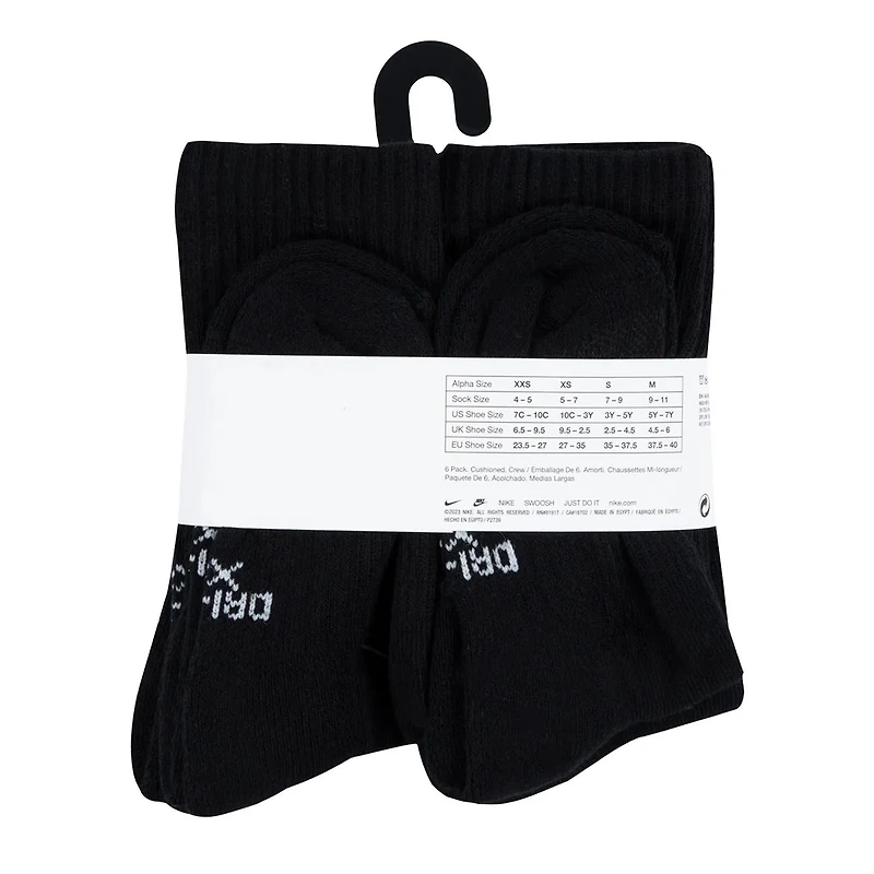 Youth Girl's 6-Pack Crew Socks
