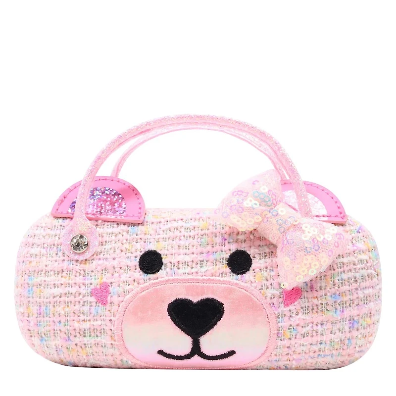 Girl's Winny Bow Tweed Case and Heart-Shaped Sunglasses