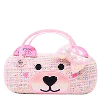 Girl's Winny Bow Tweed Case and Heart-Shaped Sunglasses