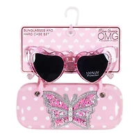 Girl's Butterfly Pearls Case and Heart-Shaped Sunglasses