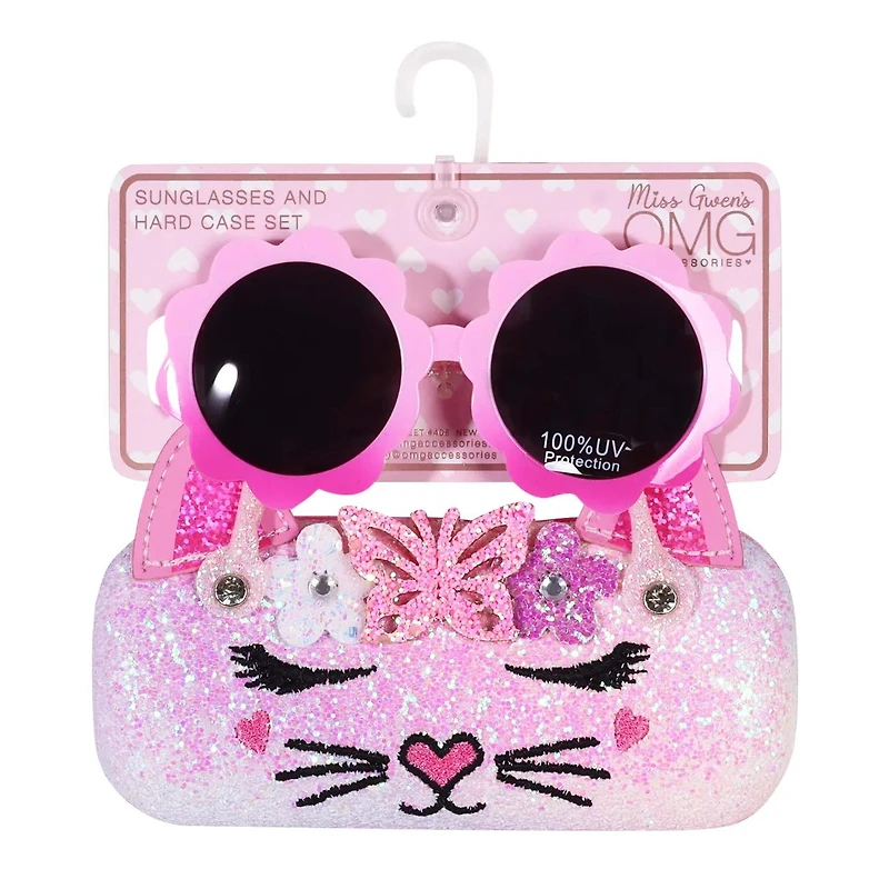 Girl's Bella Daisy Butterfly Case and Flower Sunglasses