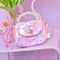 Hearts Clear Pearl Handle Confetti Crossbody
