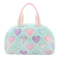 Heart Faux Fur Duffle Bag