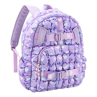 Heart Print Scrunch Backpack With Heart Webbing