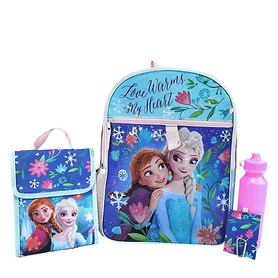 Youth Girl's Frozen 5 Piece Backpack Set