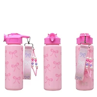 Girls' Bow Water Bottle With Wristlet