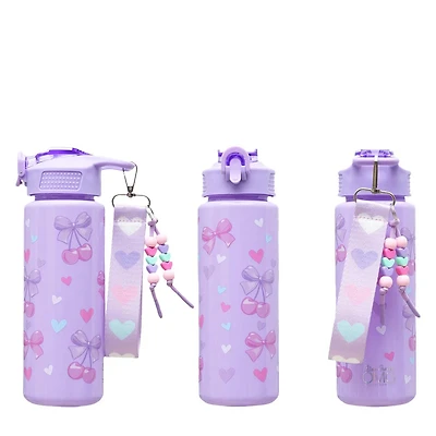 Girls' Cherry Water Bottle With Wristlet