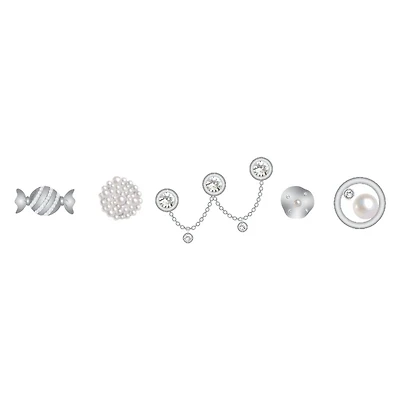 Jibbitz 5 Packs - Silver & Pearl Charm