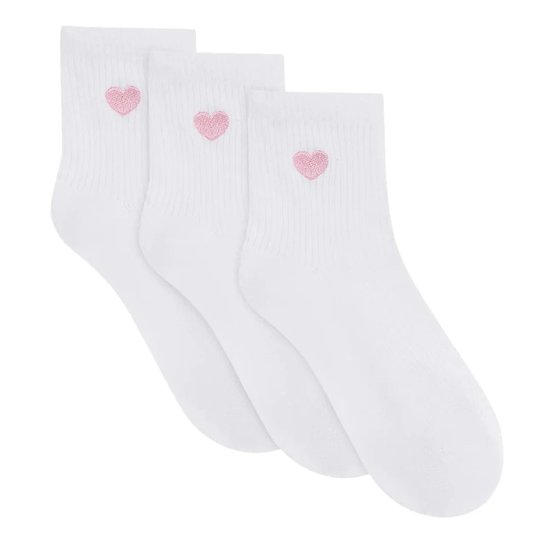 Women's 3PK Powder Love Quarter Socks